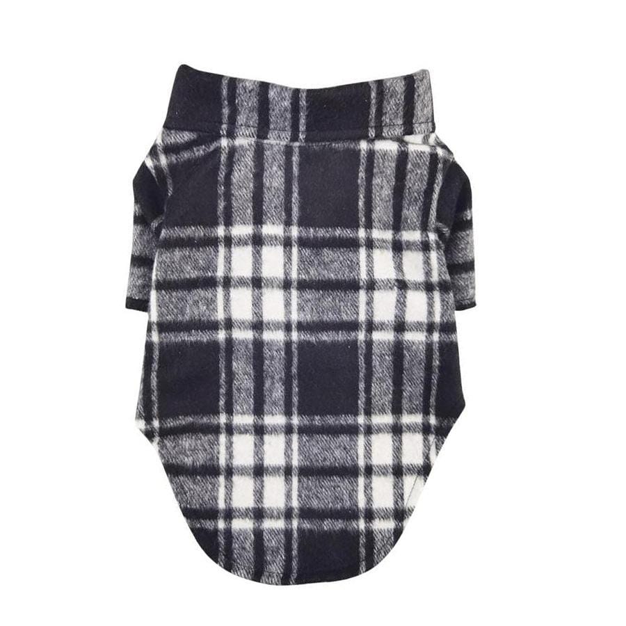 black white flannel dog shirt with collar