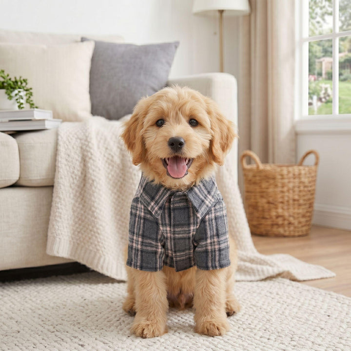 Flannel Shirt For Dogs -grey/pink