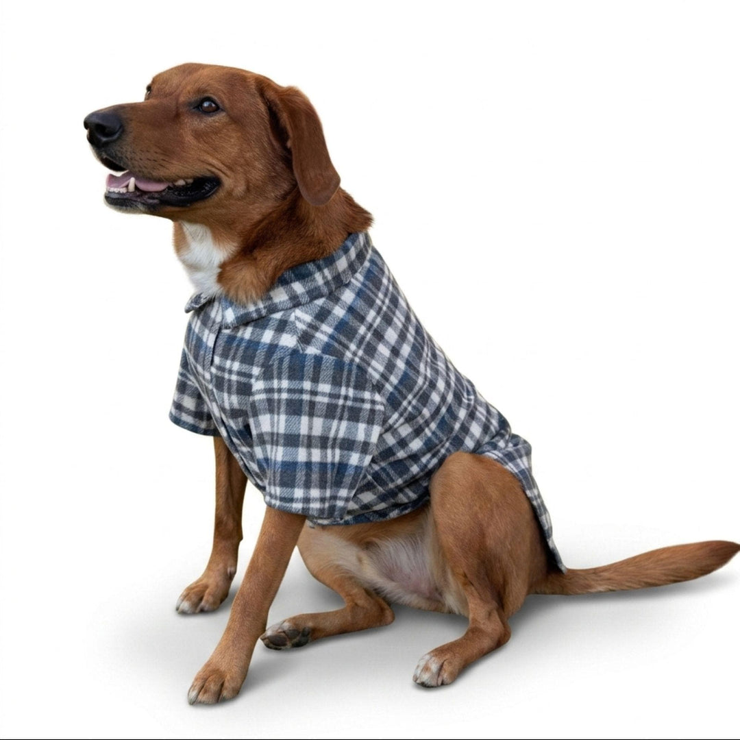Flannel Shirt For Dogs Gray and blue