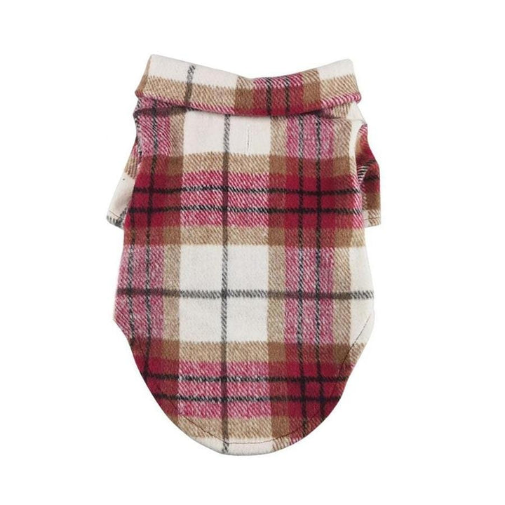 red and white flannel dog shirt - plaid