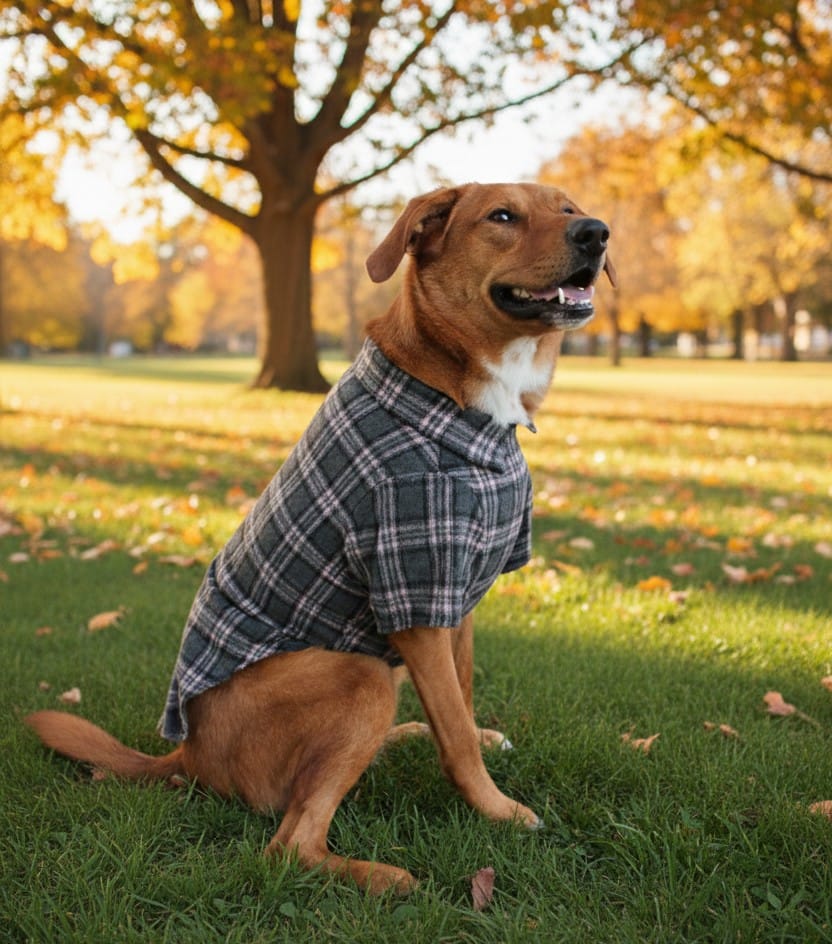 Flannel Shirt For Dogs -grey/pink