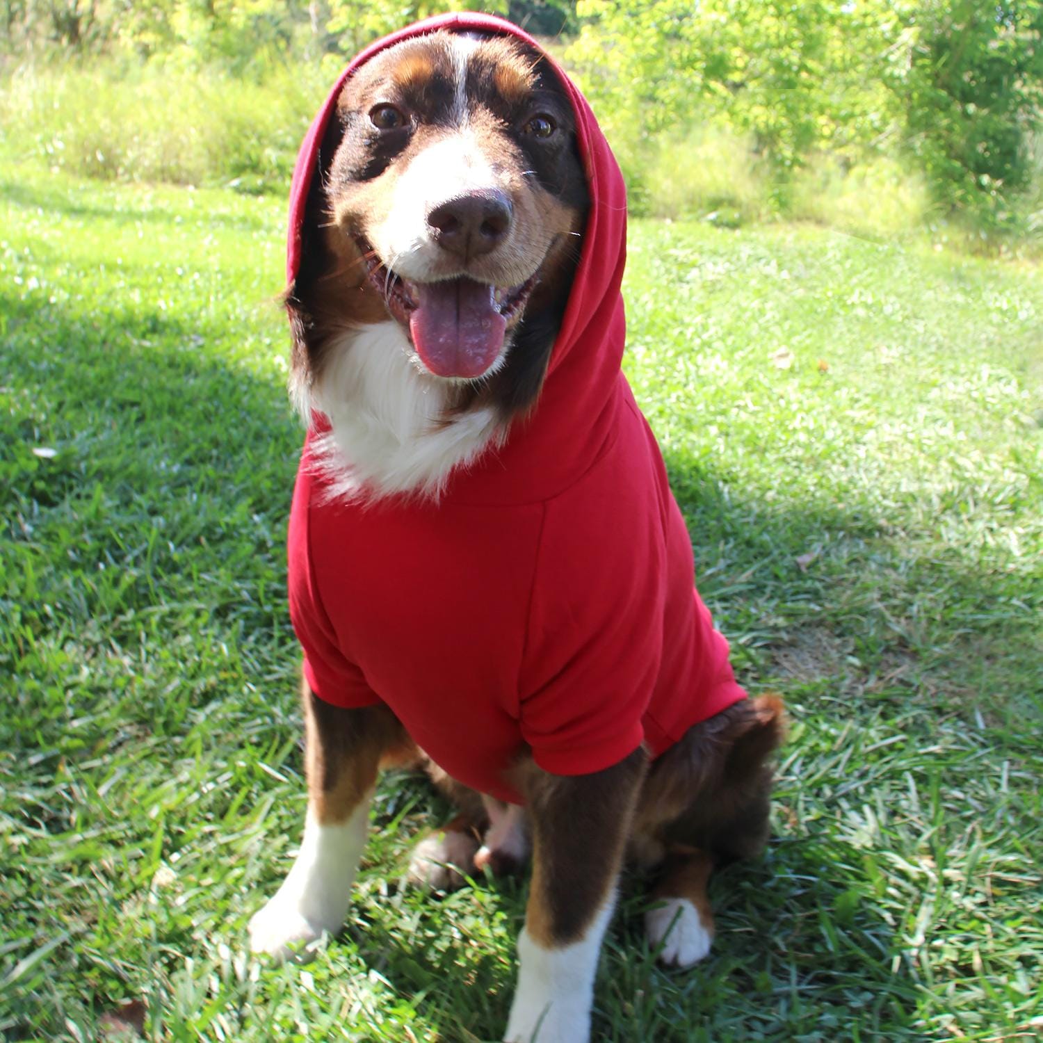 red hoddie with stretch fit comfort