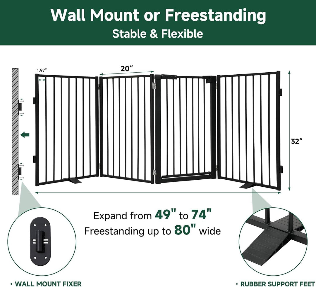 black wide pet dog gate with feet -freestanding