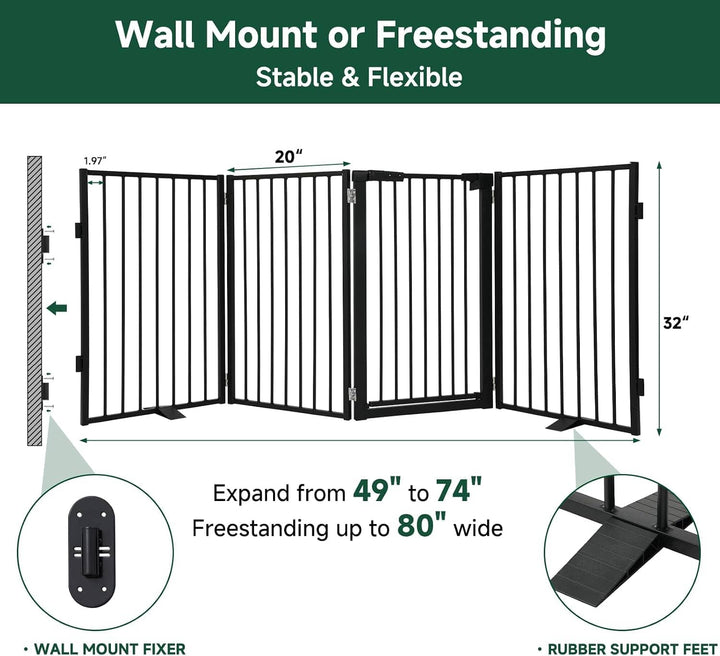 black wide pet dog gate with feet -freestanding