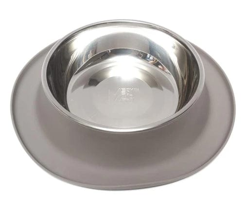 gray silicone base stainless dog bowl