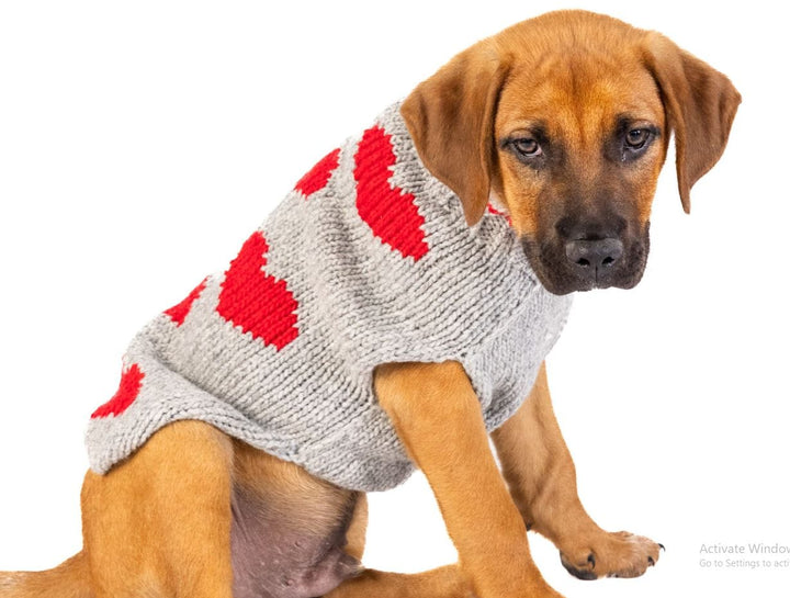 Red Hearts Thick Dog Sweater