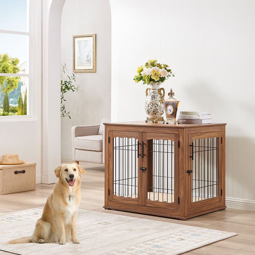 walnut unipaws -pet crate  furniture