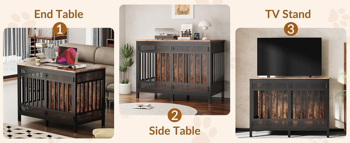 Large Wood Top Heavy Duty Pet Crate Furniture