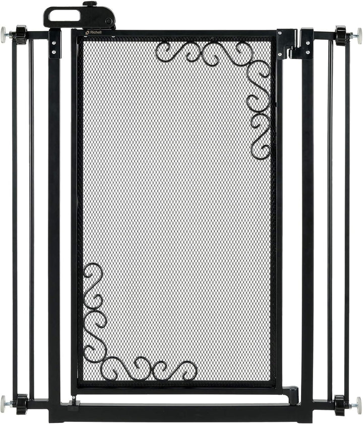 metal mesh gate tall black-doorway pressure mount