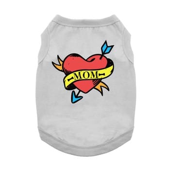mom tattoo with heart graphic dog shirt