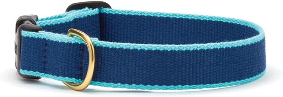 Navy dog collar wbrass leash ring-woven