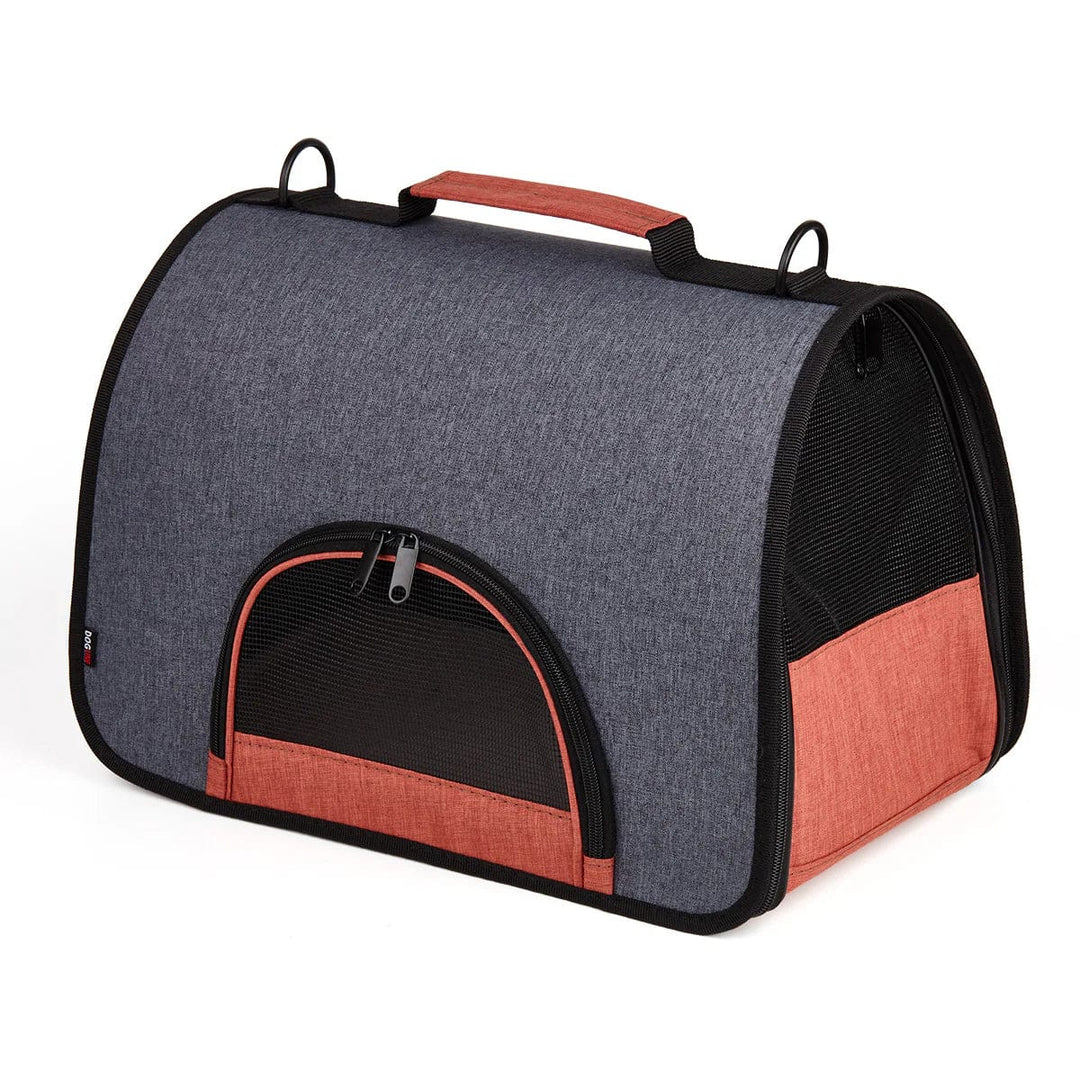 Gray-orange trim small dog carrier