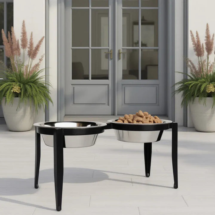 Vision Dog dining station indoor out door lux feeder Vision- Black 