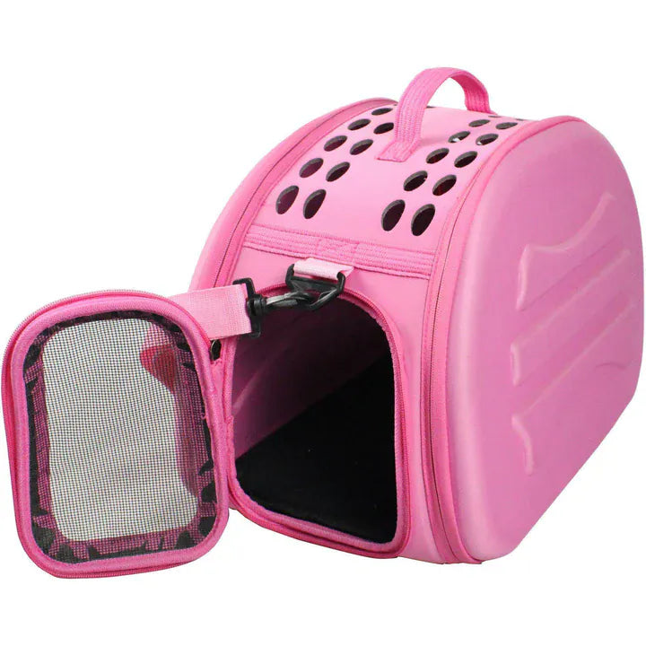 pink narrow dog carrier