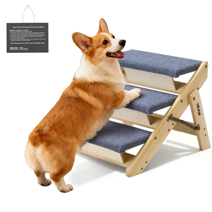 WOOD 3 STEP PET STAIRS FOR SMALL DOGS
