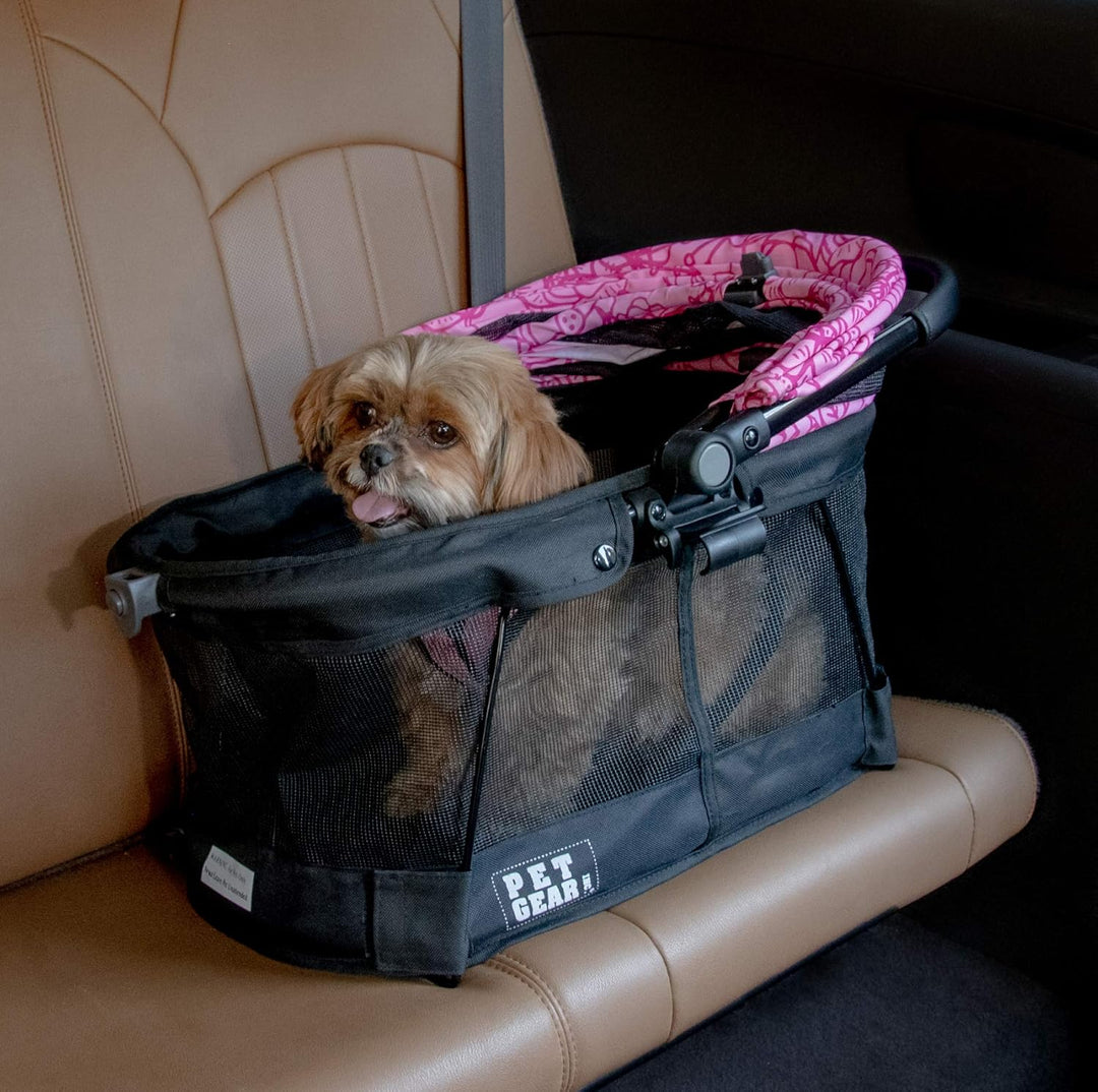 Car Carrier For Pets with Pink Floral Print