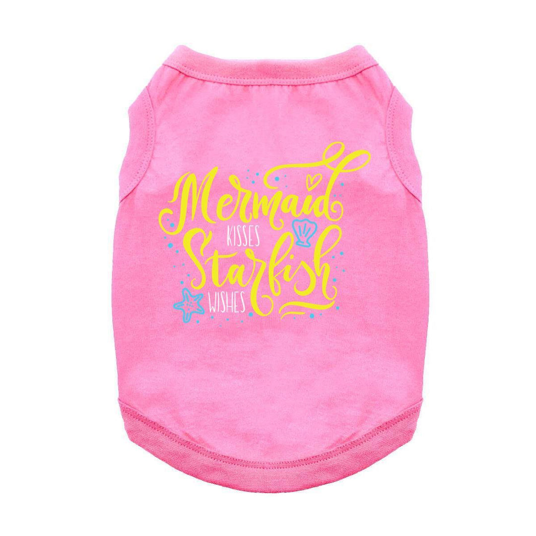pink dog shirt -mermaid starfish graphic print
