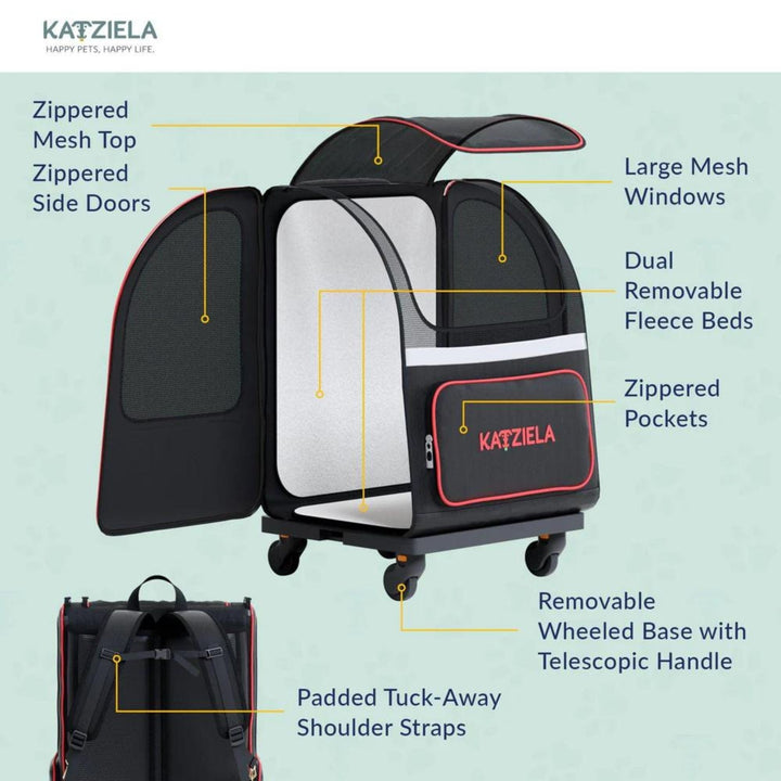 black wheeled pet carrier teloscopic handle