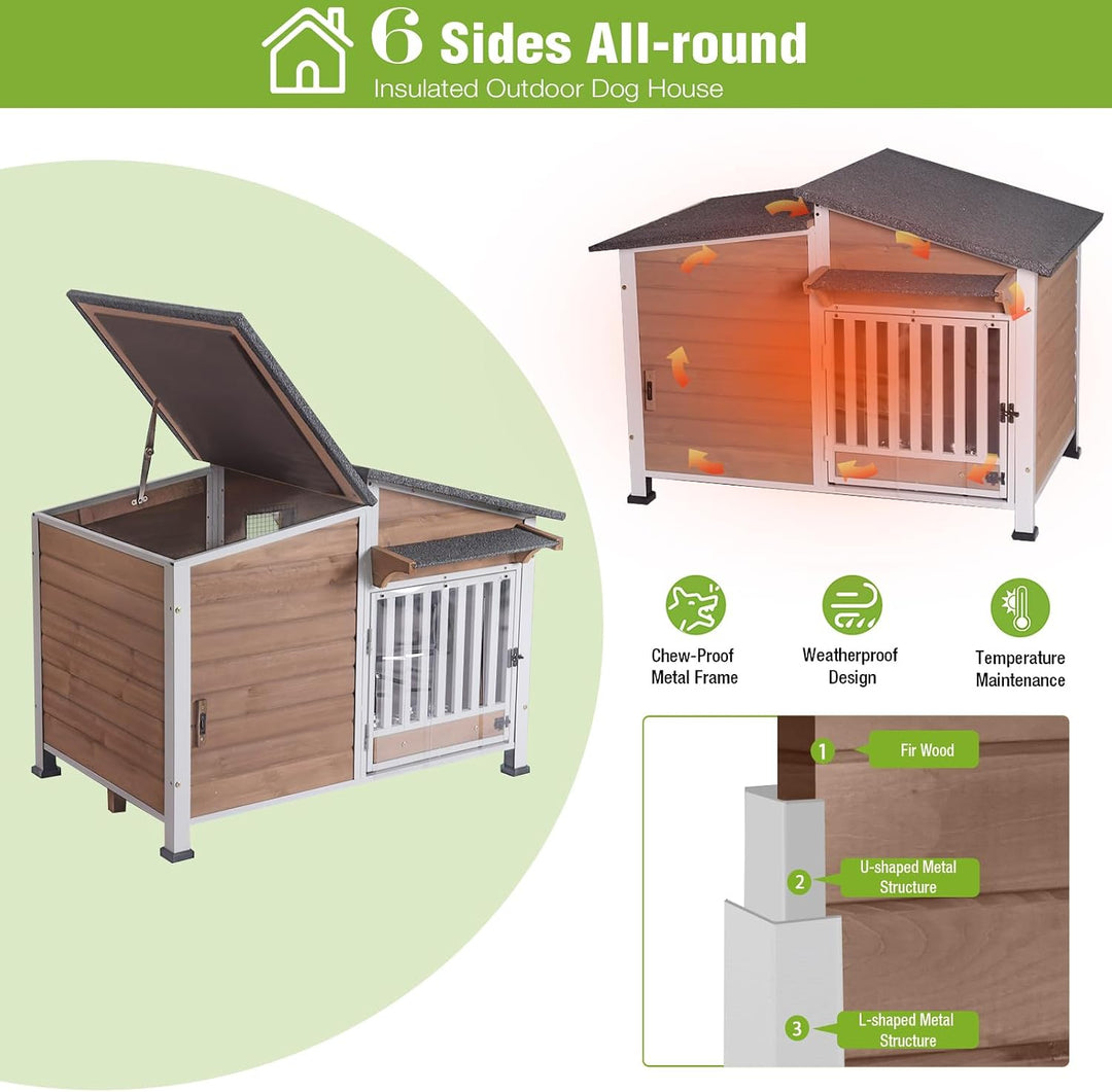 Insulated Wood Dog House - Geofrey