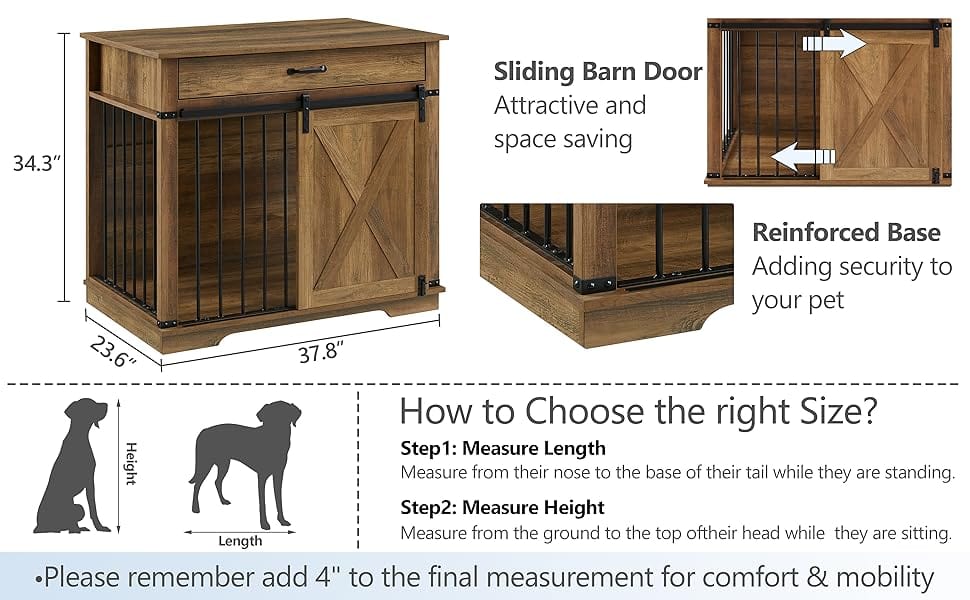 Rustic Sliding-Door Pet Crate Furniture