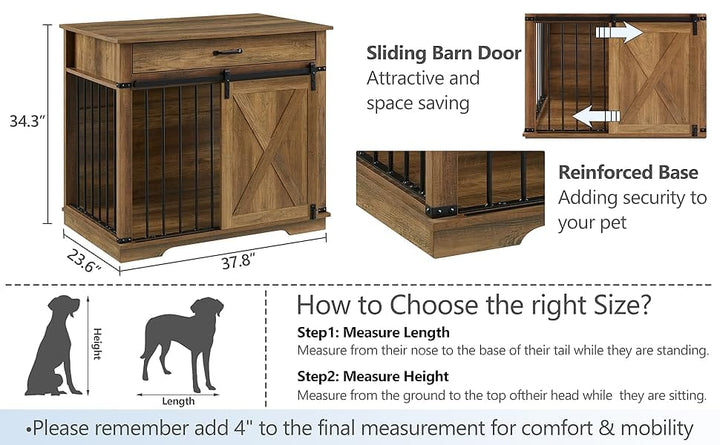 Rustic Sliding-Door Pet Crate Furniture