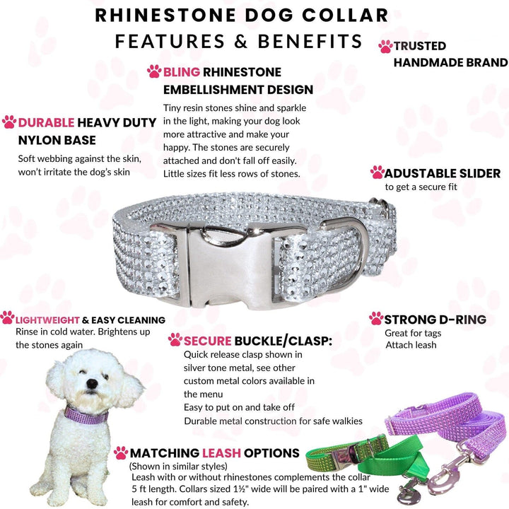 Silver Bling Collars with Rhinestones