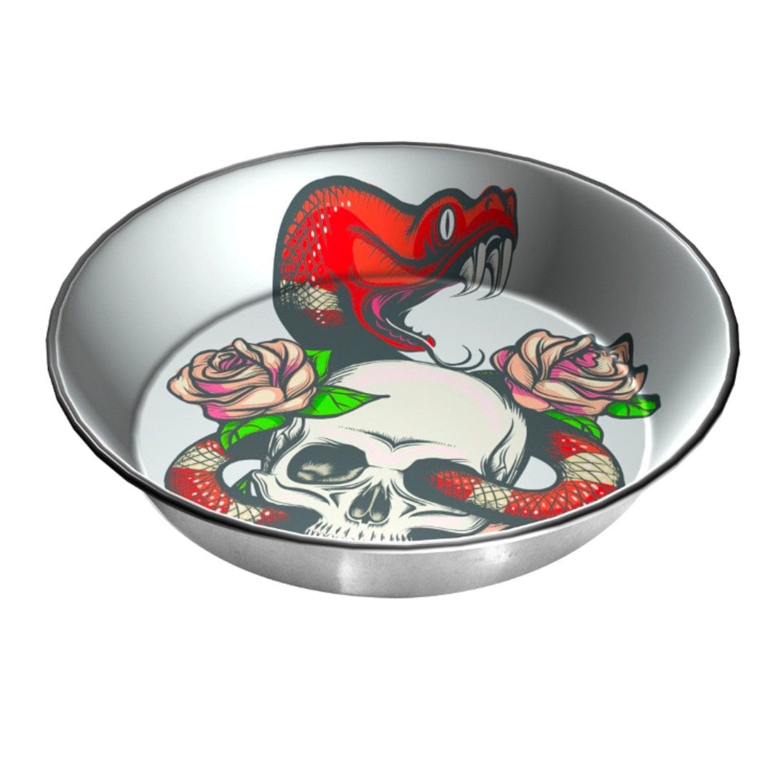 Skull And Roses Enamel Coated Pet Bowl