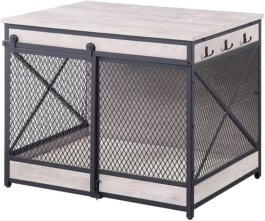 sliding door pet crate-table -gray