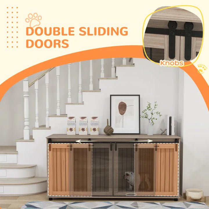 LARGEDog crate with double sliding doors in home 71 inch long