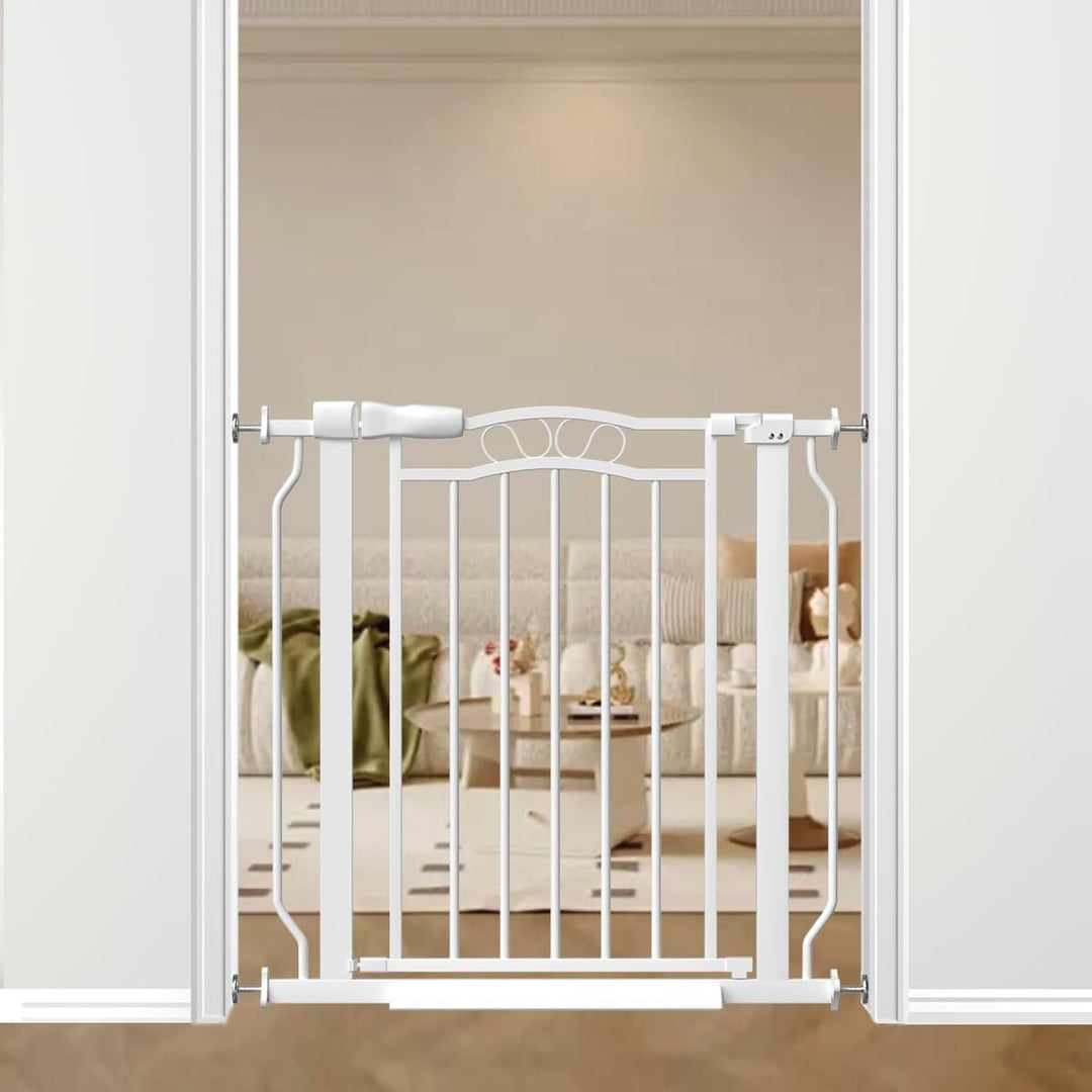 Scroll Accent Designer Dog Gate - white