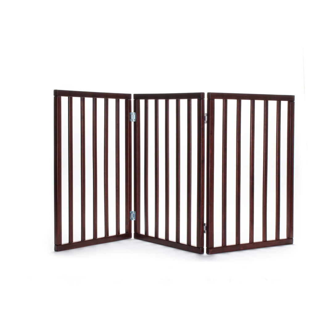 3 panel- 4 feet wide- pet gate barrier-walnut finish