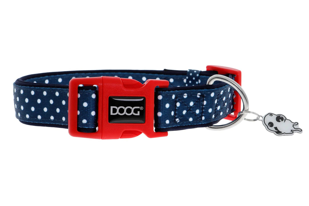 stella collar- blue neoprene polkadot