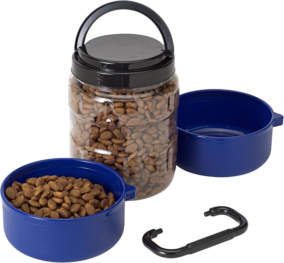 pet travel feeding system w/ 
bowls