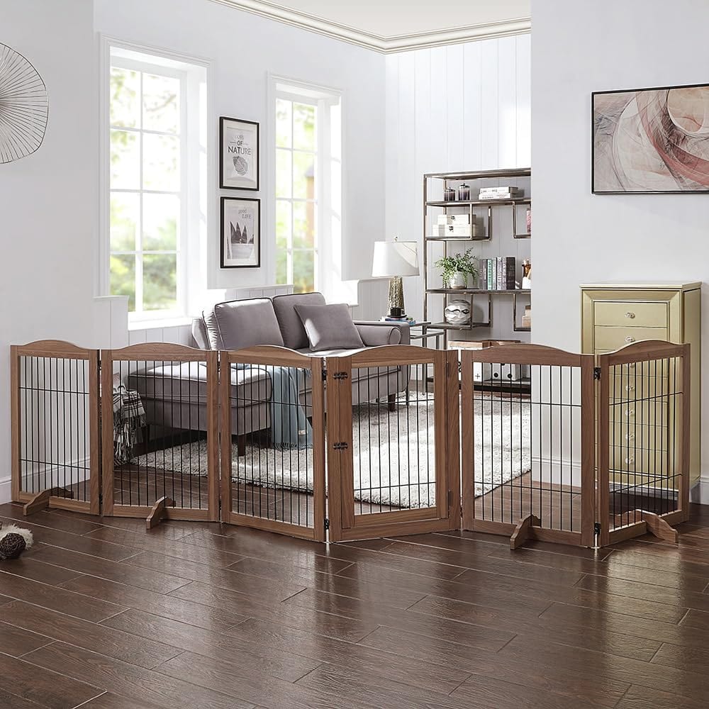 wide walnit finsh pet gate