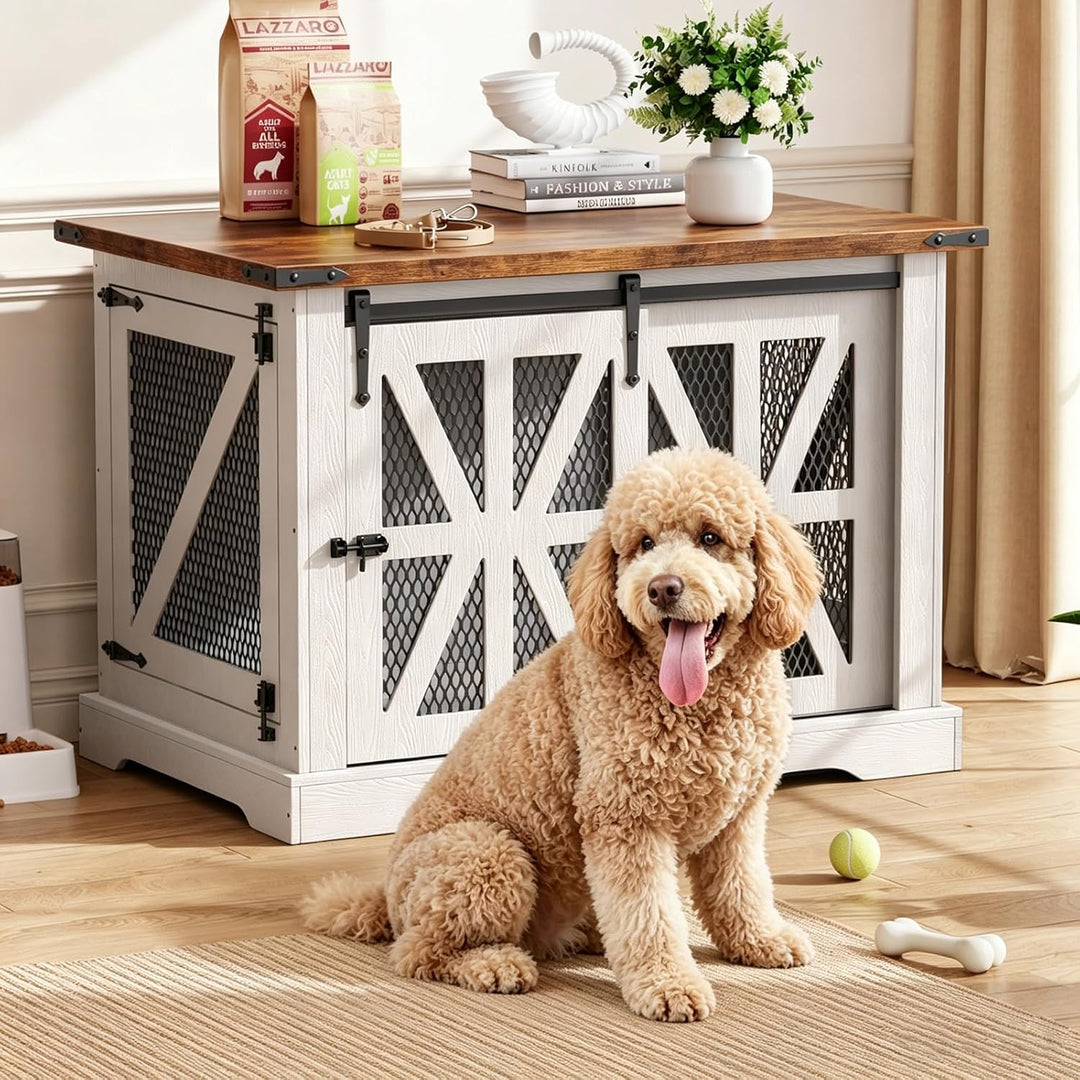 white sliding door furniture crate for pets
