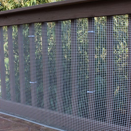 white outdoor deck saftey net