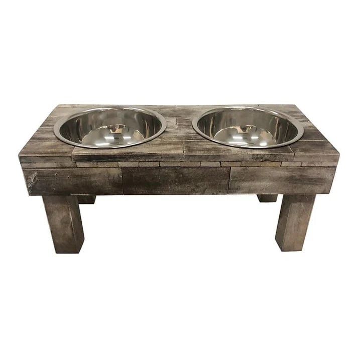 elevated table pet feeder -reclaimed Wood