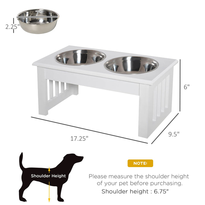 White Raised Dog Bowl Stand