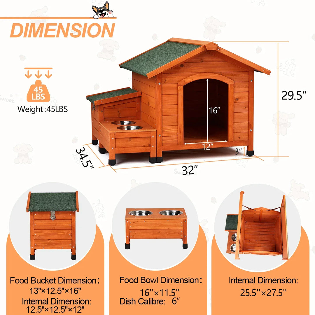 Rovers Best Dog House with Storage & Feeder