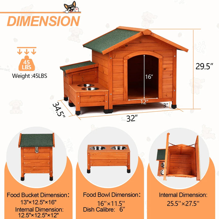 Rovers Best Dog House with Storage & Feeder