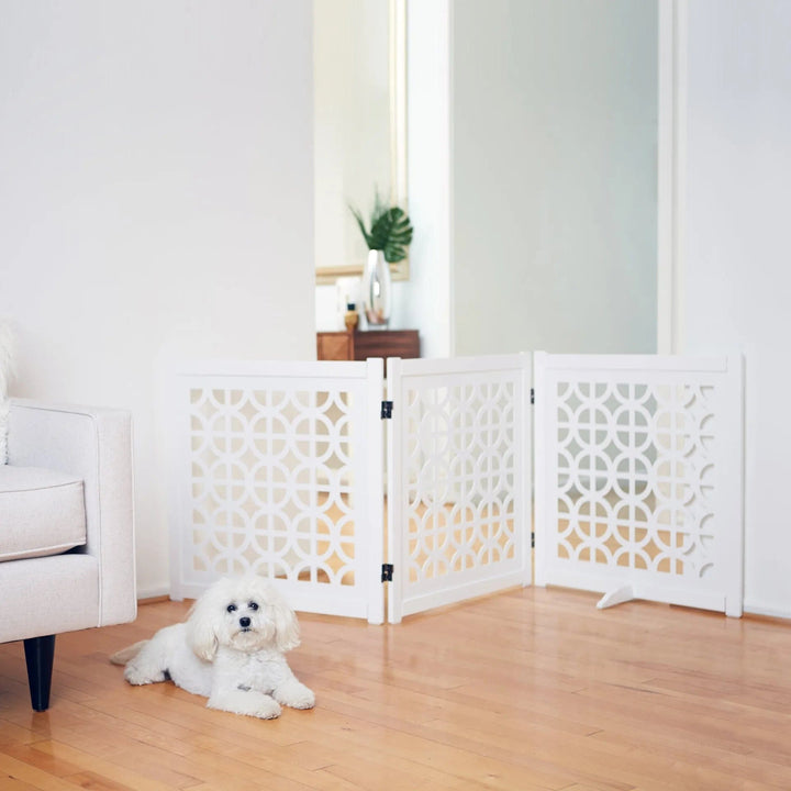 White Indoor Decorator Dog Fence - 2 hieghts