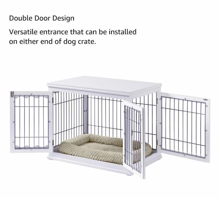 white 3 door decorator dog crate table