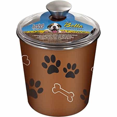dog treat jar -metal with lid copper