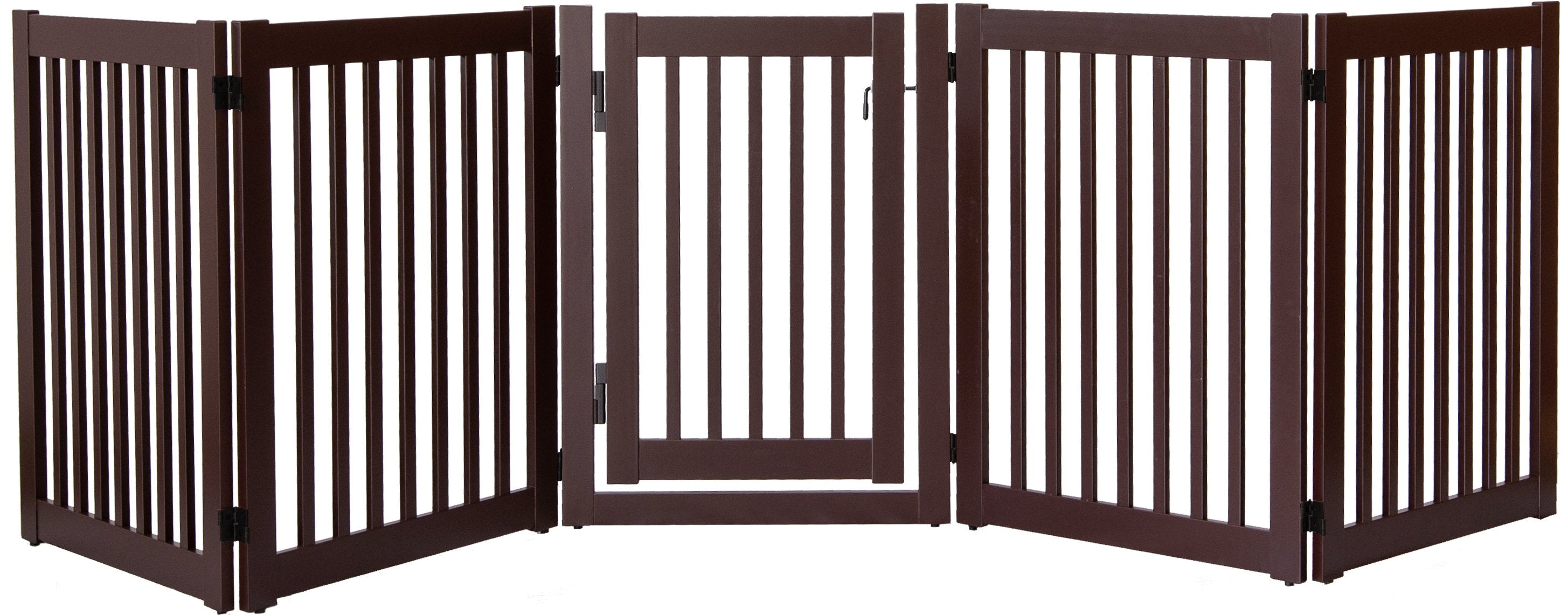 5 panel wide indoor pet barrier with swing gate - mahogany