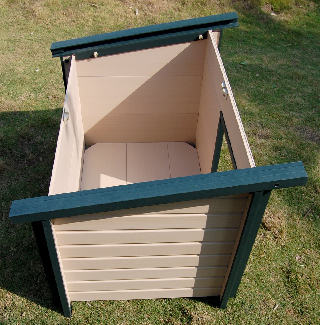 dog house interior made from recyclables.