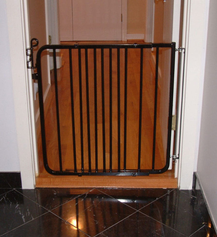 auto locking indoor dog gate -black wall mount