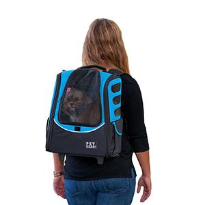 Petgear rolling backpack dog carrier-blue