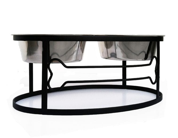 Elevated Double Bowl Dog Stand - Bone