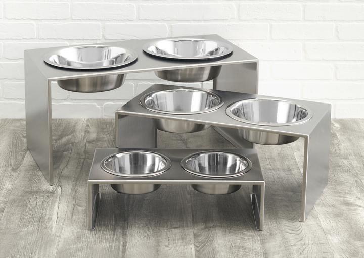 Stainless Steel Luxury Dog Feeder Stand w 2 bowls