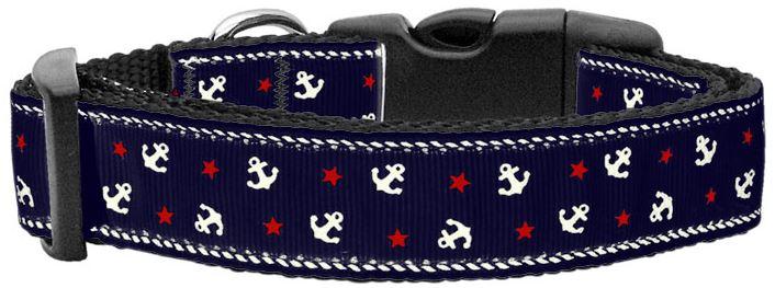 blue anchors dog collar